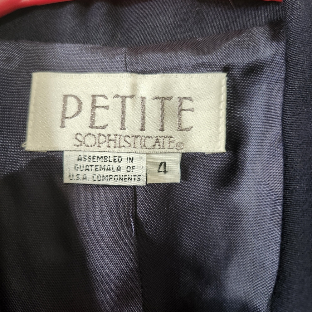 Petite Sophisticate Navy Single Button Blazer Womens Size 4 Career Lined Vintage - Picture 3 of 12